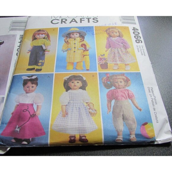 Mcall's Pattern 2506 4066 M4485 Lot 18 " Doll Clothes Dress Hat PJ'S Robe Shirt - Picture 3 of 4